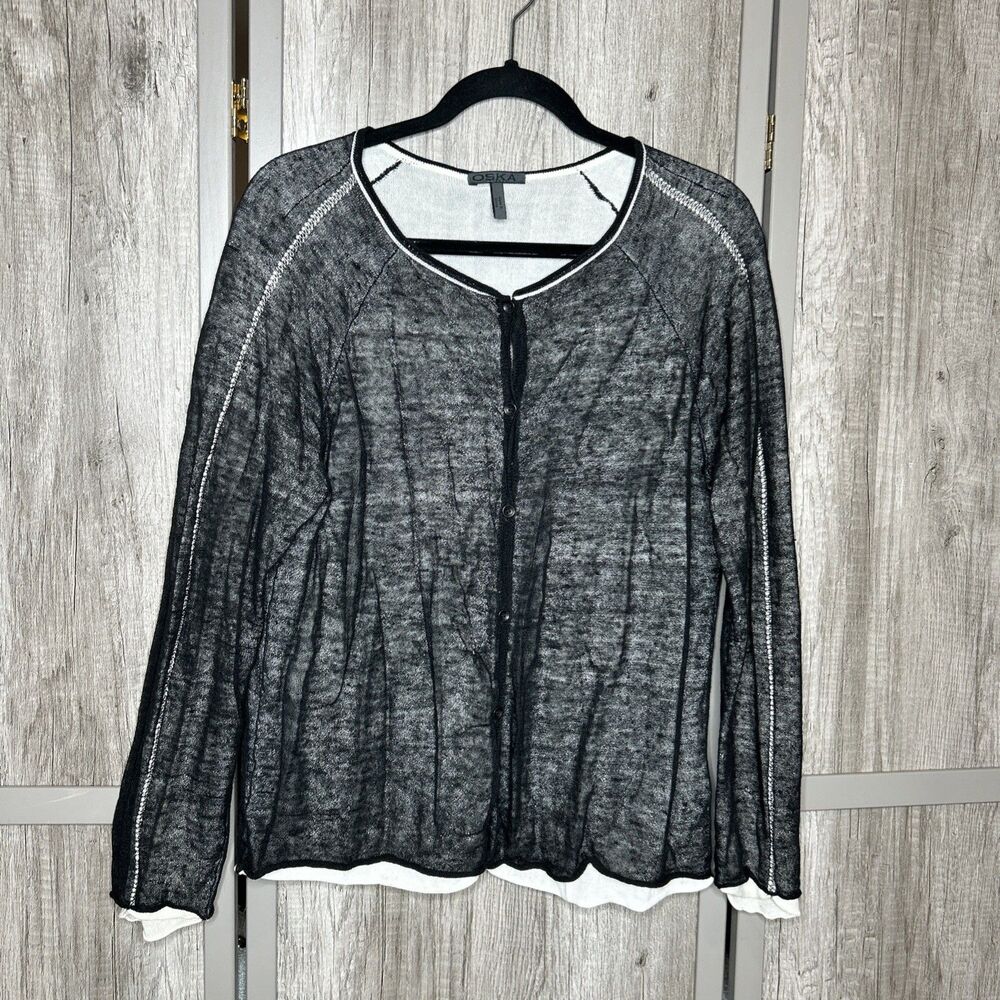 Oska Cardigan Layered Bohemian Lagenlook Button Front